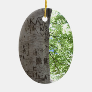Gepersonaliseerde Initialen die in een boompark zi Keramisch Ornament
