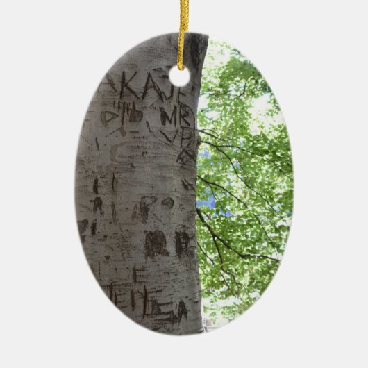 Gepersonaliseerde Initialen die in een boompark zi Keramisch Ornament (Voorkant)