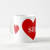 Gepersonaliseerde Initialen Eenvoudige Rode Hart V Koffiemok (Voorkant links)