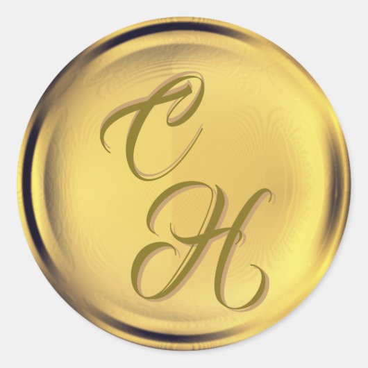 Gepersonaliseerde Initialen Gouden Faux Wax Seal Ronde Sticker (Voorkant)