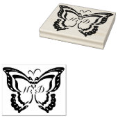 Gepersonaliseerde Initialen grote vlinder rubberen Rubberstempel (Gestempeld)