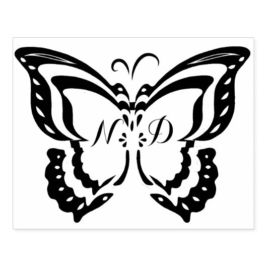 Gepersonaliseerde Initialen grote vlinder rubberen Rubberstempel (Afrduk)