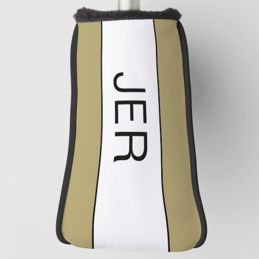 Gepersonaliseerde Initialen Monogram Gold Black Pu Golfheadcover (Draai 90)