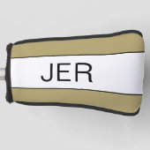 Gepersonaliseerde Initialen Monogram Gold Black Pu Golfheadcover (Voorkant)