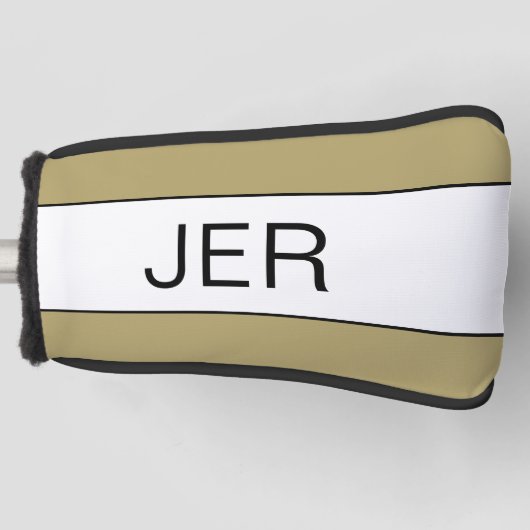 Gepersonaliseerde Initialen Monogram Gold Black Pu Golfheadcover (Voorkant)