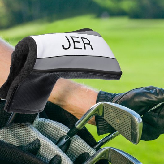 Gepersonaliseerde Initialen Monogram Grijs Zwart P Golfheadcover
