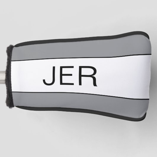 Gepersonaliseerde Initialen Monogram Grijs Zwart P Golfheadcover (Voorkant)