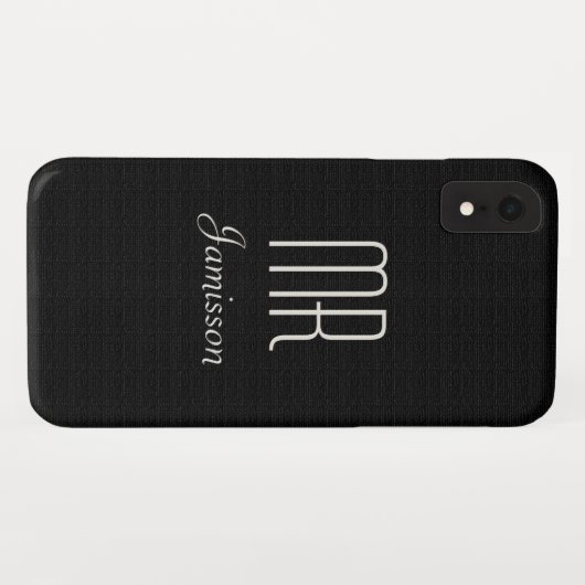 Gepersonaliseerde Initialen MR. Black HIS Case-Mate iPhone Case (Achterkant (horizontaal))