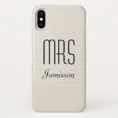 Gepersonaliseerde Initialen MRS Rustic Off White Case-Mate iPhone Case (Achterkant)