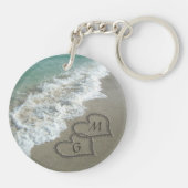 Gepersonaliseerde Initialen op het strand Sleutelhanger (Achterkant)