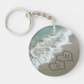 Gepersonaliseerde Initialen op het strand Sleutelhanger (Voorkant)