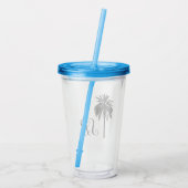Gepersonaliseerde Initialen Palm Tree Beach Island Acryl Drinkbeker (Achterkant)