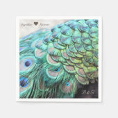 Gepersonaliseerde Initialen Pauw bruiloft servette Servetten (Voorkant)