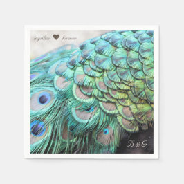 Gepersonaliseerde Initialen Pauw bruiloft servette Servetten