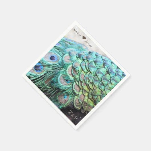 Gepersonaliseerde Initialen Pauw bruiloft servette Servetten (Hoek)