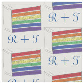 Gepersonaliseerde Initialen Rainbow Wedding Cake P Stof (Close Up)