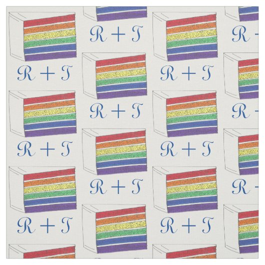 Gepersonaliseerde Initialen Rainbow Wedding Cake P Stof (Swatch)