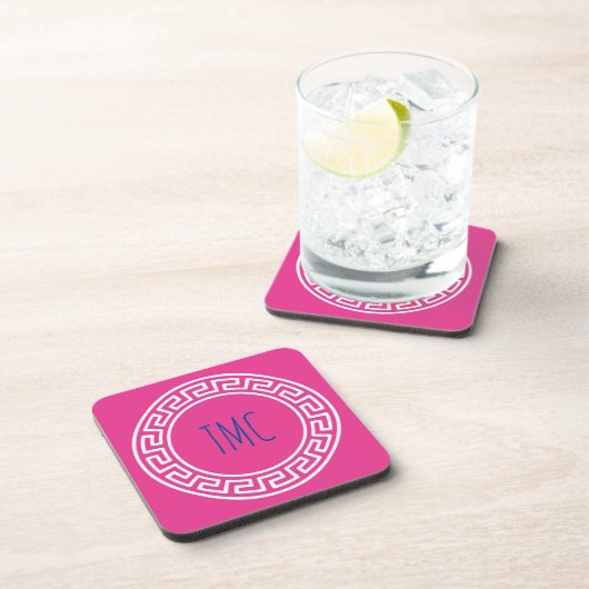 Gepersonaliseerde Initialen Roze Bier Onderzetter (Rechterzijde)