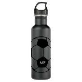 Gepersonaliseerde Initialen Soccer Black White Waterfles (Voorkant)