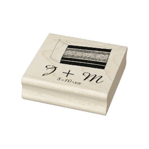 Gepersonaliseerde Initialen Trouwlaag Cake Slice Rubberstempel