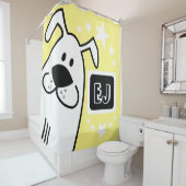 Gepersonaliseerde Initialen Zwart-wit Hond Douchegordijn (In situ)