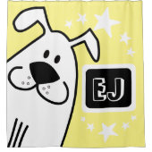Gepersonaliseerde Initialen Zwart-wit Hond Douchegordijn (Voorkant)