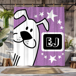 Gepersonaliseerde Initialen Zwart-wit Hond Douchegordijn