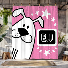 Gepersonaliseerde Initialen Zwart-wit Hond Douchegordijn