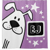 Gepersonaliseerde Initialen Zwart-wit Hond Douchegordijn (Voorkant)