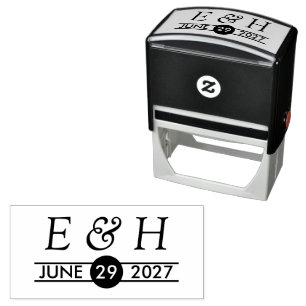 Gepersonaliseerde initiëlen en datum zelfinktende stempel