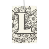 Gepersonaliseerde Inkt Bloem Monogram Zwart-Wit Luchtverfrisser (Voorkant)