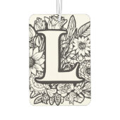 Gepersonaliseerde Inkt Bloem Monogram Zwart-Wit Luchtverfrisser (Achterkant)