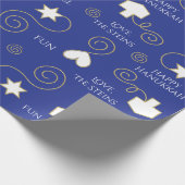 Gepersonaliseerde inpakpapier Chanoeka "Blauw/Goud (Hoek)