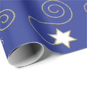 Gepersonaliseerde inpakpapier Chanoeka "Blauw/Goud (Rol Hoek)
