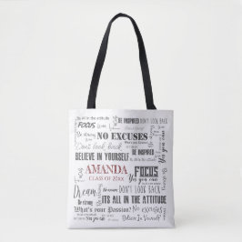 Gepersonaliseerde inspiratie Woordkunst Afstuderen Tote Bag