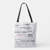 Gepersonaliseerde inspiratie Woordkunst Afstuderen Tote Bag (Achterkant)