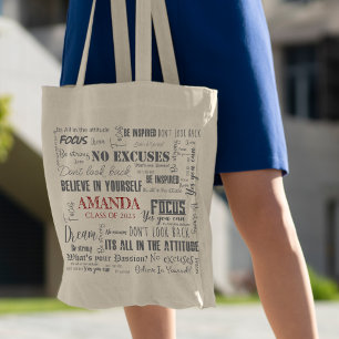 Gepersonaliseerde inspiratie Woordkunst Afstuderen Tote Bag