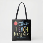 Gepersonaliseerde Inspire Kleurrijke Quote Docent Tote Bag (Voorkant)