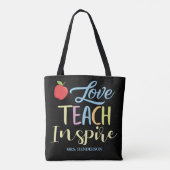 Gepersonaliseerde Inspire Kleurrijke Quote Docent Tote Bag (Achterkant)