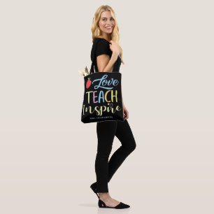 Gepersonaliseerde Inspire Kleurrijke Quote Docent Tote Bag