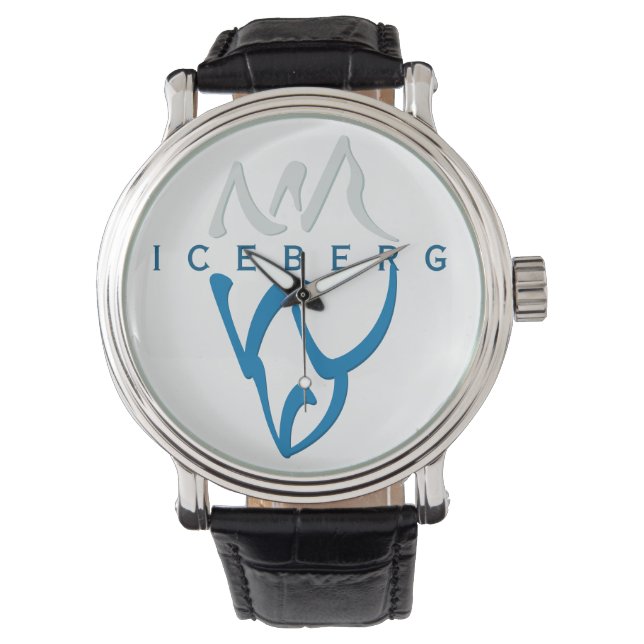 Gepersonaliseerde Inspirerend Blauwe Abstracte Ice Horloge (Voorkant)