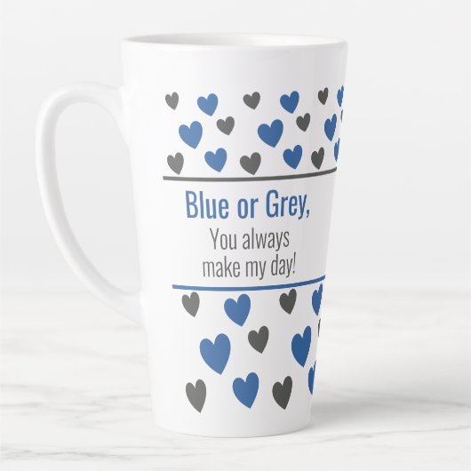 Gepersonaliseerde Inspirerend Blauwe en Grijze Har Latte Mok (Links)