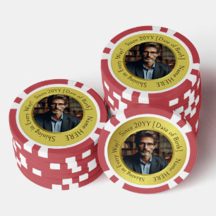Gepersonaliseerde, Inspirerend foto Golden Birthda Poker Chips