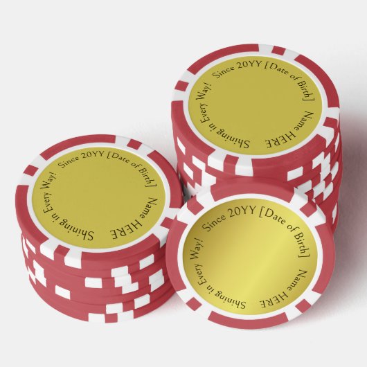 Gepersonaliseerde, Inspirerend foto Golden Birthda Poker Chips (Opstapeling)
