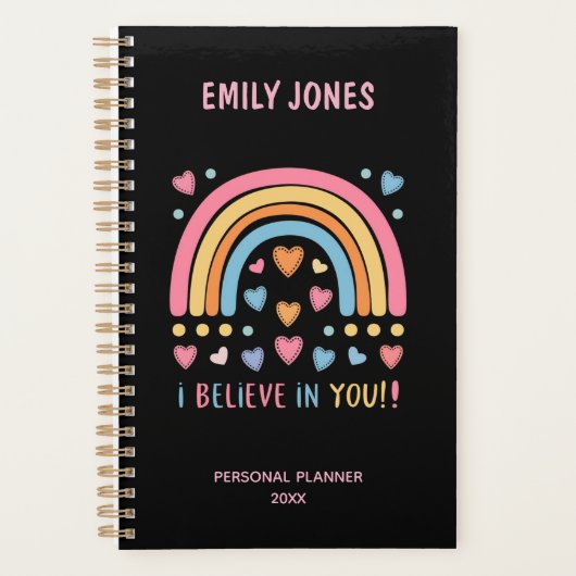 Gepersonaliseerde Inspirerend Regenboog & Hart Planner (Voorkant)