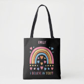 Gepersonaliseerde Inspirerend Regenboog & Hart Tote Bag (Voorkant)
