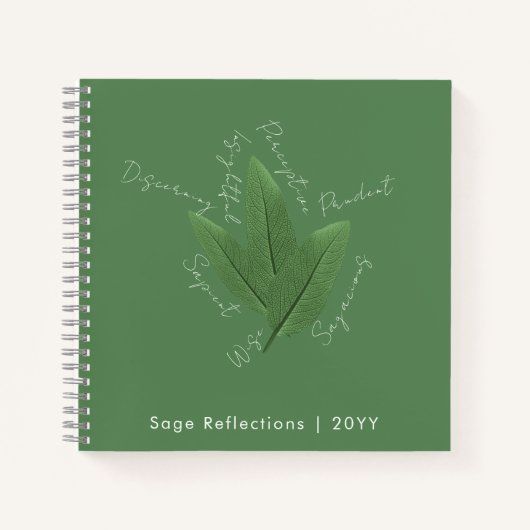 Gepersonaliseerde Inspirerend Sage Green Leaves Ar Notitieboek (Voorkant)