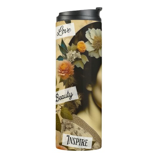 Gepersonaliseerde Inspirerend woorden en  dame Thermosbeker (Gedraaid links)