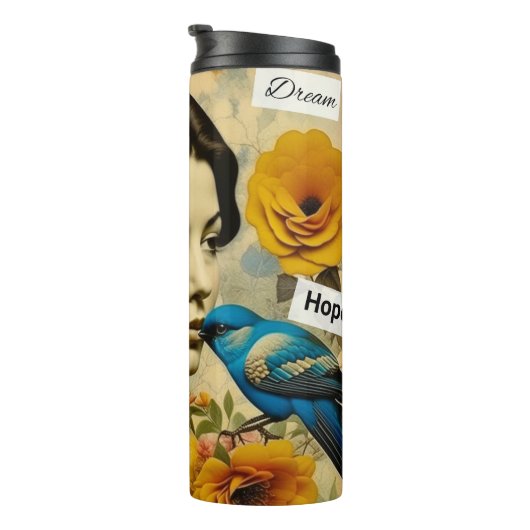 Gepersonaliseerde Inspirerend woorden en  dame Thermosbeker (Geroteerd rechts)