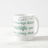 Gepersonaliseerde inspirerende groene tekst voor l koffiemok (Voorkant rechts)